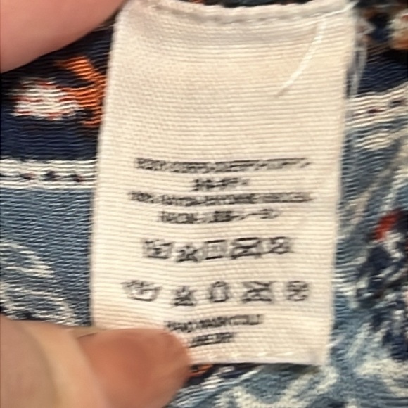 Free People Women’s Boho Patterned Shirt Button Down Crinkle Blouse sz S - Picture 9 of 10